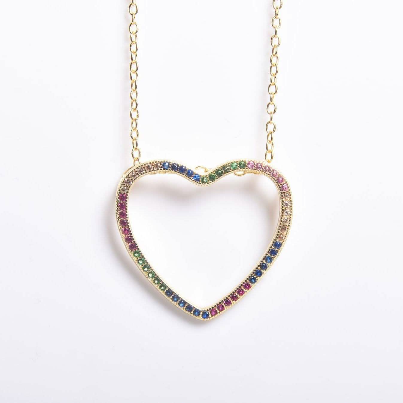 Thin Open Heart Rainbow Necklace DailySale