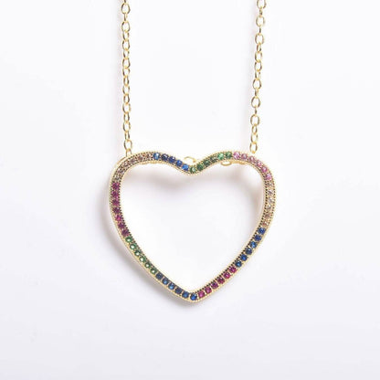 Thin Open Heart Rainbow Necklace DailySale