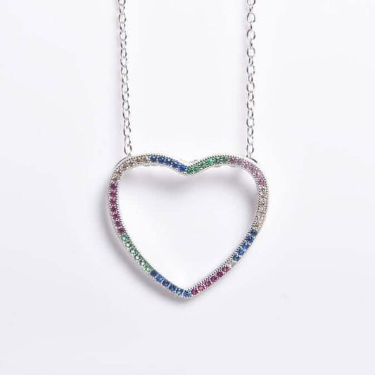 Thin Open Heart Rainbow Necklace DailySale