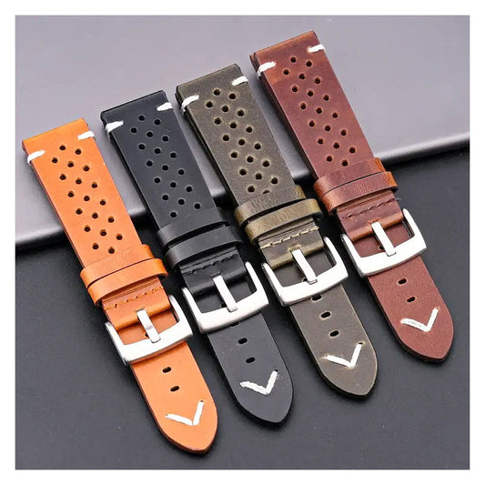 TicWatch Pro 5, Pro 3 & E3 Perforated Leather Band with V Stitch BandsCo Straps