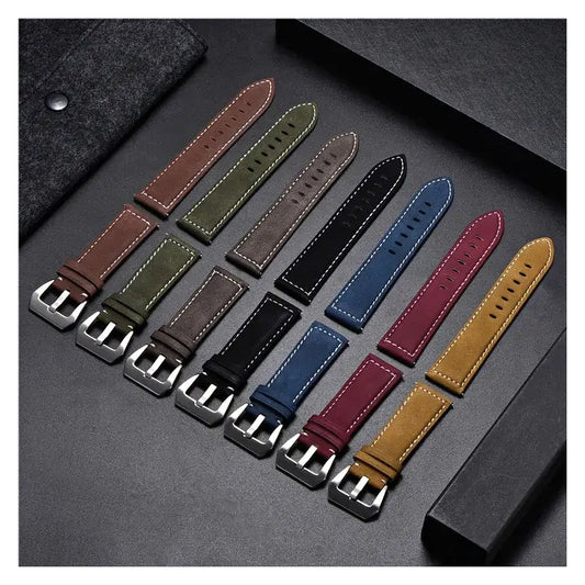 TicWatch Pro 5, Pro 3 & E3 Matte Leather Band with White Stitching BandsCo Straps