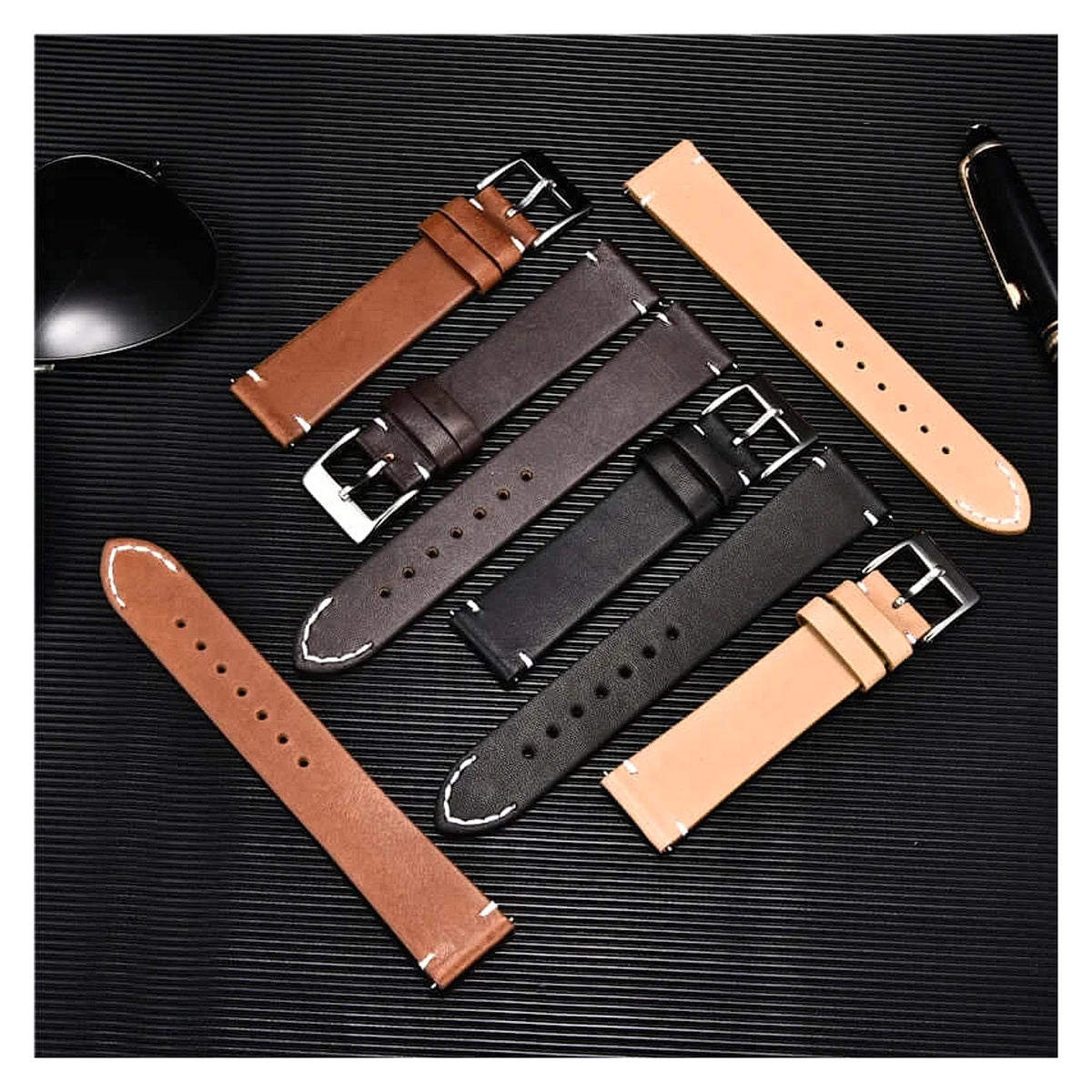 TicWatch Pro 5, Pro 3 & E3 Minimal Leather Band with Accent Stitches BandsCo Straps
