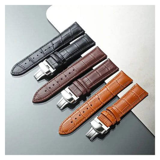 TicWatch Pro 5, Pro 3 & E3 Crocodile-Pattern Leather Butterfly Band BandsCo Straps