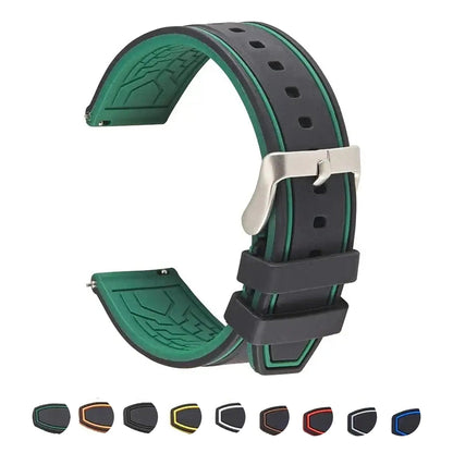 TicWatch Pro 5, Pro 3 & E3 Two-Tone Silicone Band with Edge Stripes BandsCo Straps