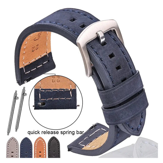 TicWatch Pro 5, Pro 3 & E3 Leather Band with Square Adjustment Holes BandsCo Straps