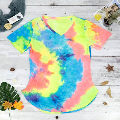 Tie-dye V-neck Tee DailySale