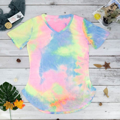 Tie-dye V-neck Tee DailySale