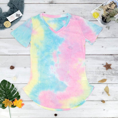 Tie-dye V-neck Tee DailySale