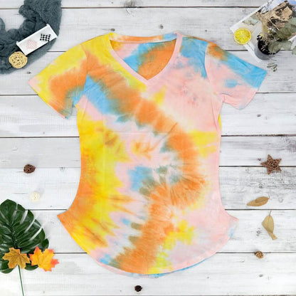 Tie-dye V-neck Tee DailySale