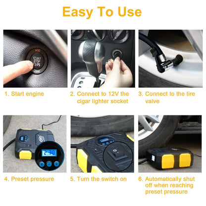 Tire Inflator 12V DC 120W 150PSI with LCD Electric Air Compressor DailySale