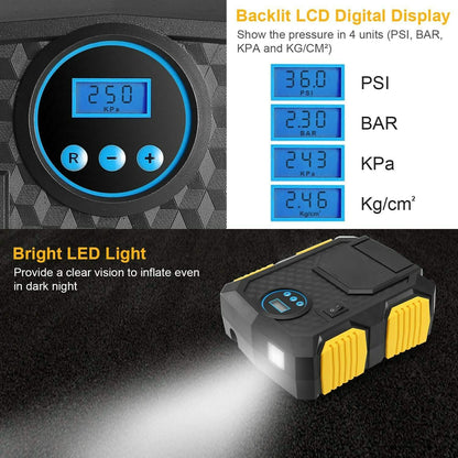 Tire Inflator 12V DC 120W 150PSI with LCD Electric Air Compressor DailySale