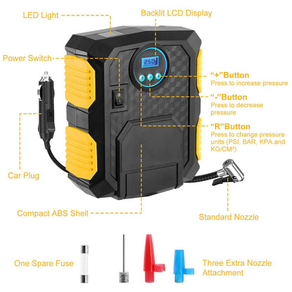 Tire Inflator 12V DC 120W 150PSI with LCD Electric Air Compressor DailySale