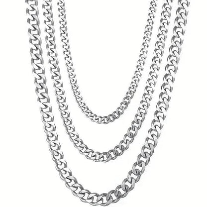 Titanium Stainless Steel Trendy Necklace Cuban Chain with Lobster Clasp DailySale