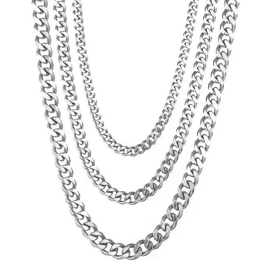 Titanium Stainless Steel Trendy Necklace Cuban Chain with Lobster Clasp DailySale