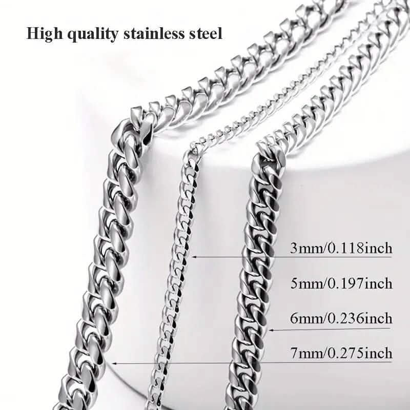 Titanium Stainless Steel Trendy Necklace Cuban Chain with Lobster Clasp DailySale