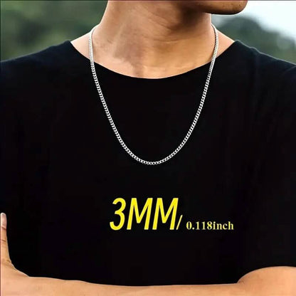 Titanium Stainless Steel Trendy Necklace Cuban Chain with Lobster Clasp DailySale