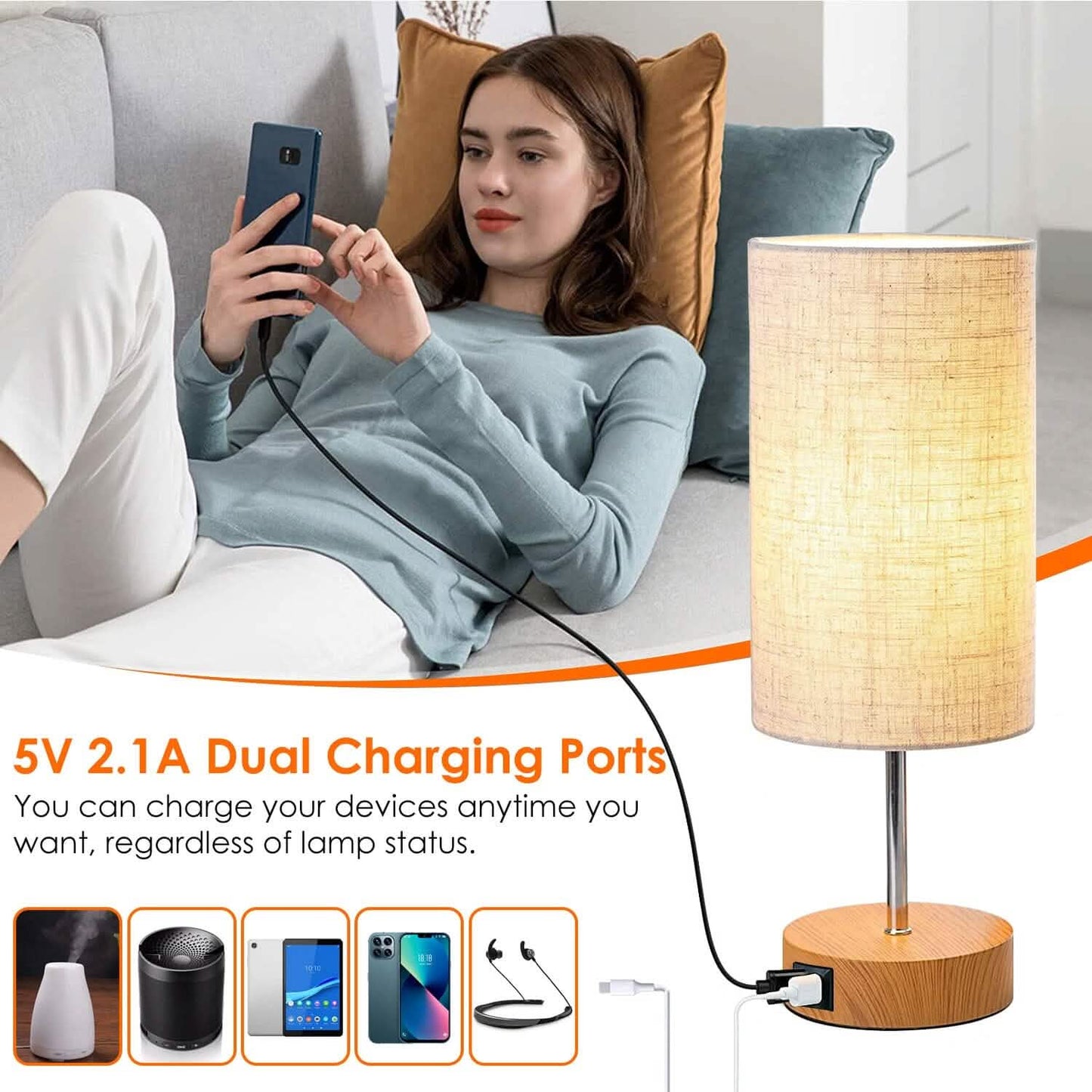 Touch Control Table Lamp 3-Way Dimmable Nightstand Beside Lamp DailySale