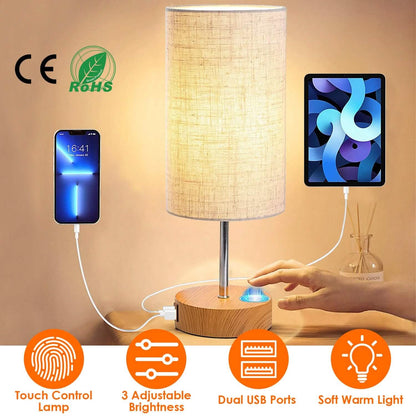 Touch Control Table Lamp 3-Way Dimmable Nightstand Beside Lamp DailySale