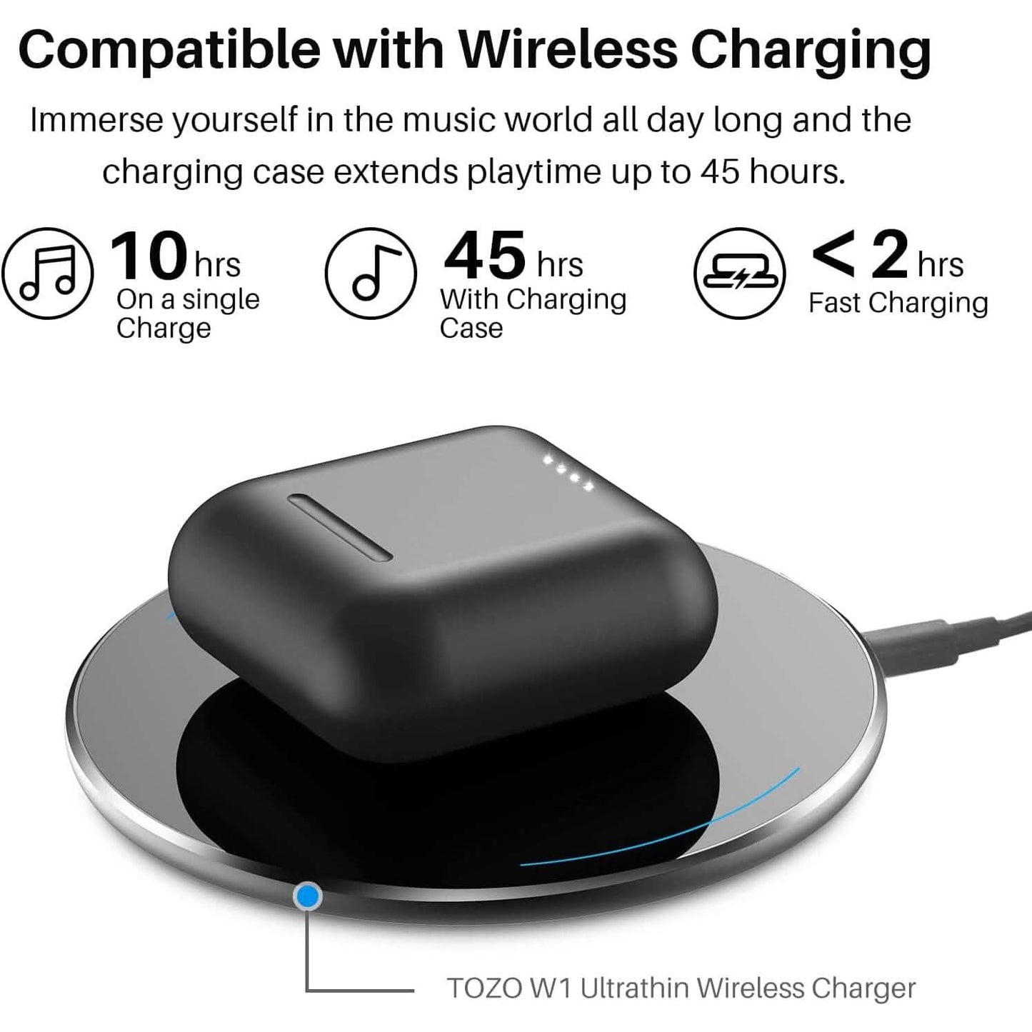 TOZO T6 True Wireless Earbuds Bluetooth 5.3 Headphones Touch Control with Wireless Charging Case (Refurbished) DailySale