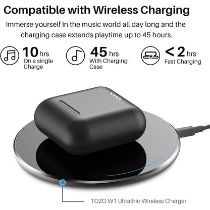 TOZO T6 True Wireless Earbuds Bluetooth 5.3 Headphones Touch Control with Wireless Charging Case (Refurbished) DailySale