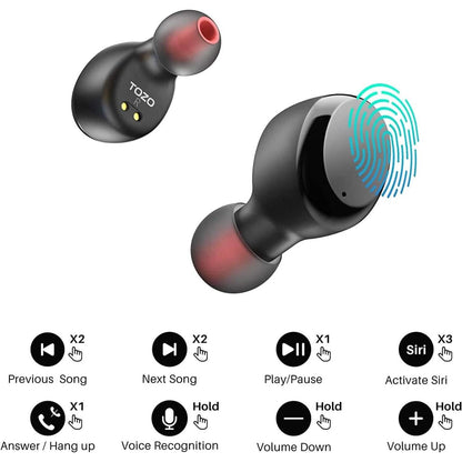 TOZO T6 True Wireless Earbuds Bluetooth 5.3 Headphones Touch Control with Wireless Charging Case (Refurbished) DailySale