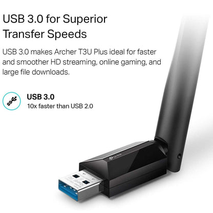 TP-Link USB WiFi Adapter for Desktop PC with 2.4GHz/5GHz High Gain Antenna (Refurbished) DailySale