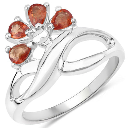 1.68 Carat Genuine Orange Sapphire .925 Sterling Silver Ring Bids.com