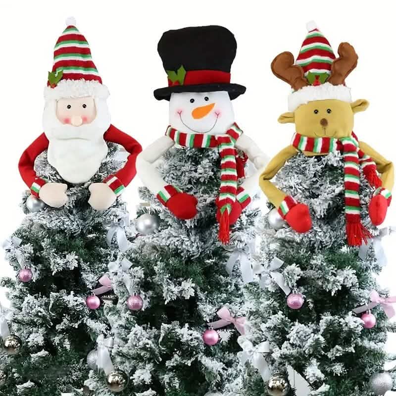 Traditional Wool Festive Christmas Tree Top Star and Snowman Decoration DailySale