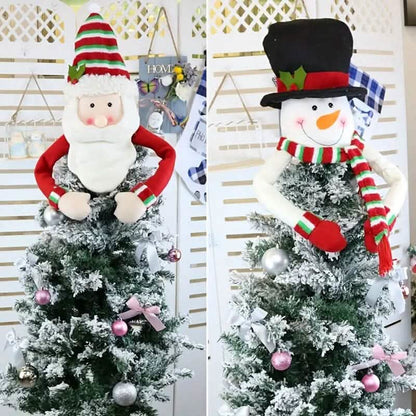 Traditional Wool Festive Christmas Tree Top Star and Snowman Decoration DailySale