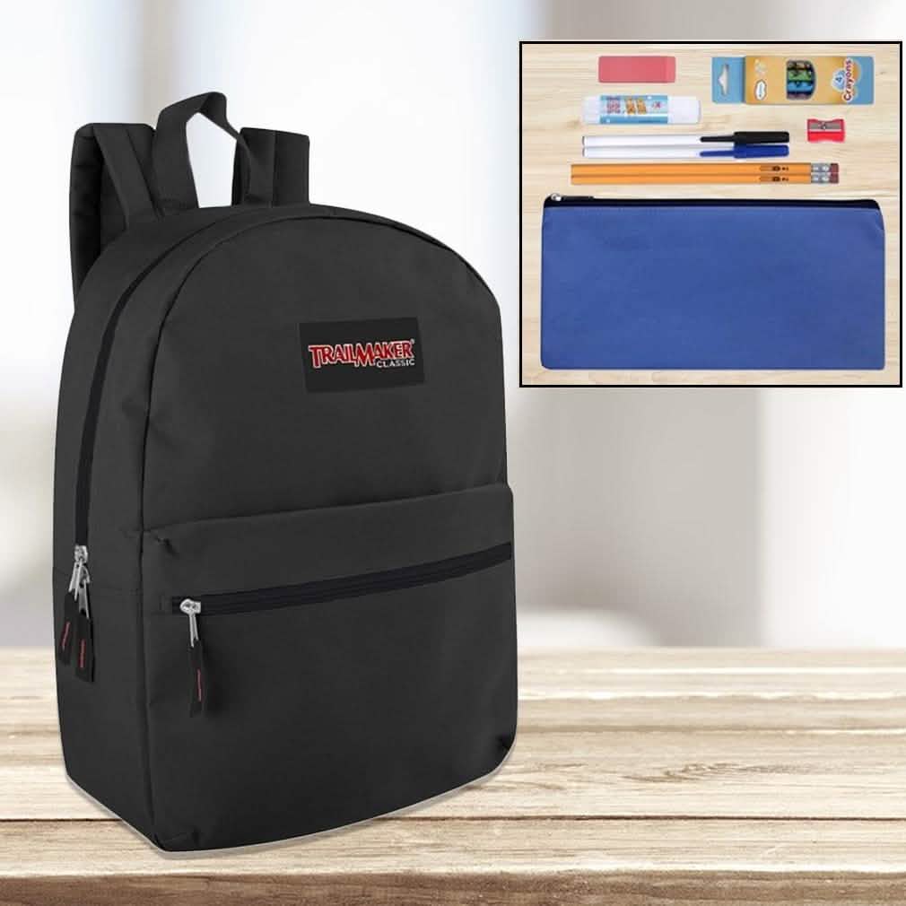 Trailmaker Classic 17 Inch Backpack + 12 Piece School Supply Kit DailySale