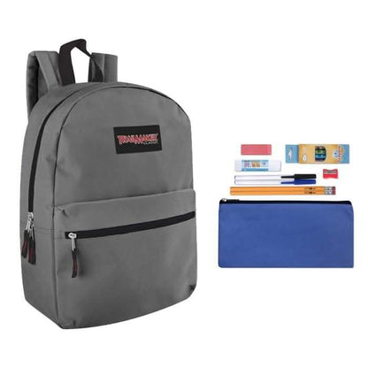 Trailmaker Classic 17 Inch Backpack + 12 Piece School Supply Kit DailySale