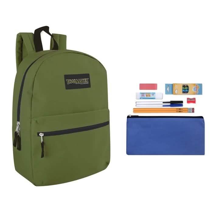 Trailmaker Classic 17 Inch Backpack + 12 Piece School Supply Kit DailySale