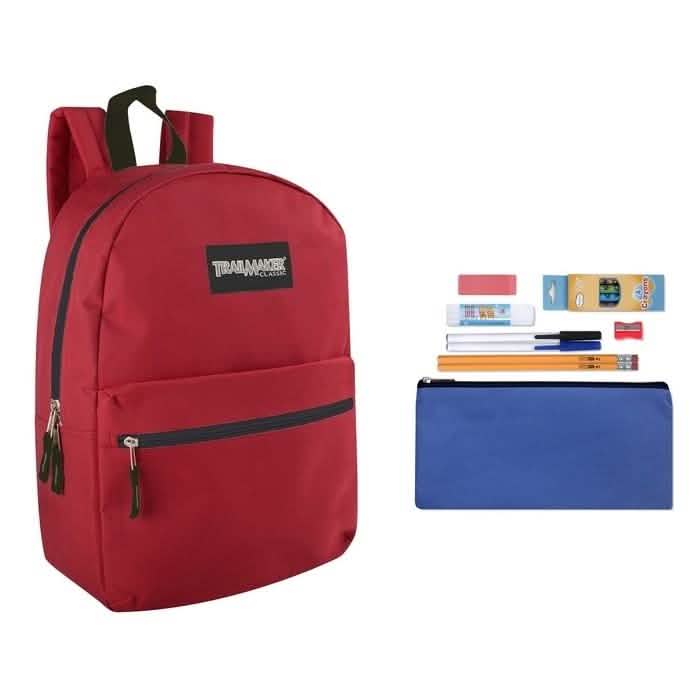 Trailmaker Classic 17 Inch Backpack + 12 Piece School Supply Kit DailySale