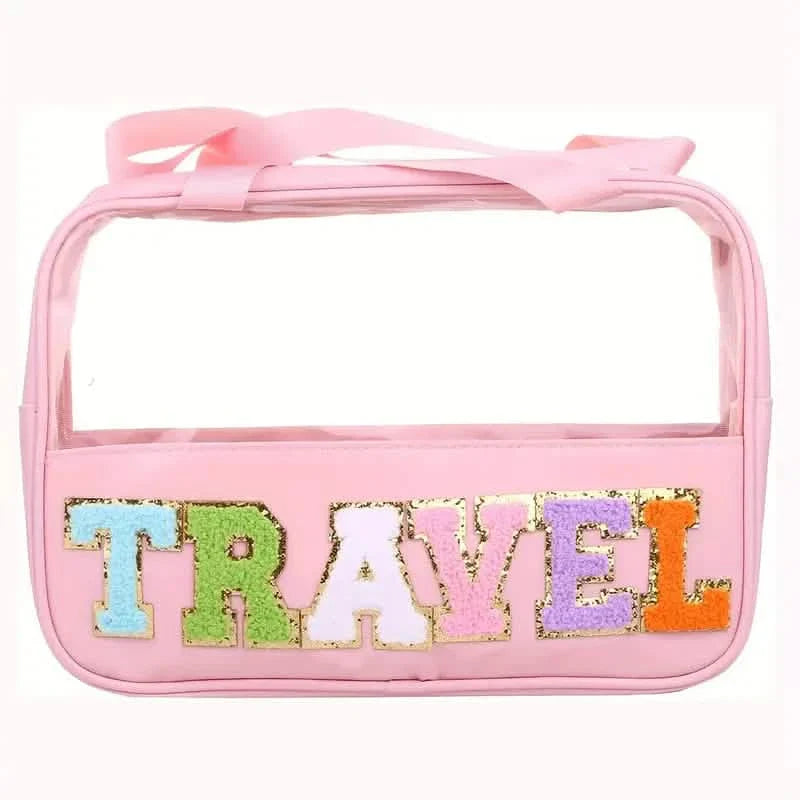 Transparent Letter Pattern Makeup Bag with Handle DailySale