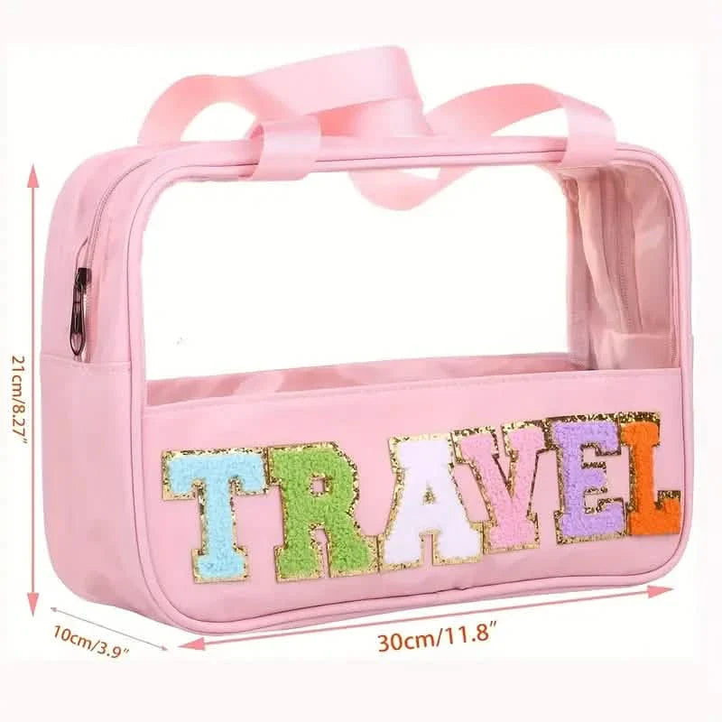 Transparent Letter Pattern Makeup Bag with Handle DailySale