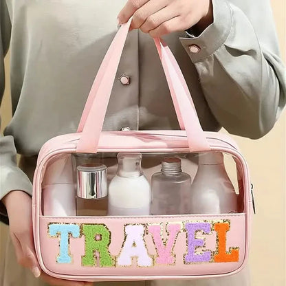 Transparent Letter Pattern Makeup Bag with Handle DailySale