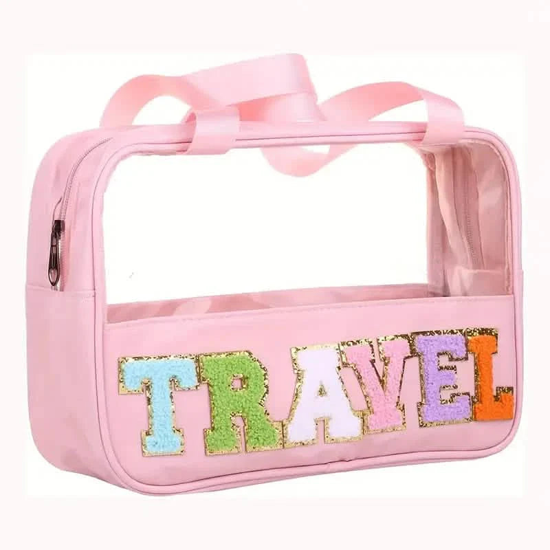 Transparent Letter Pattern Makeup Bag with Handle DailySale