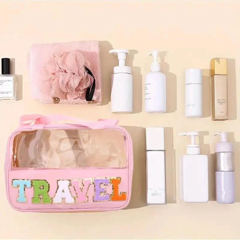 Transparent Letter Pattern Makeup Bag with Handle DailySale