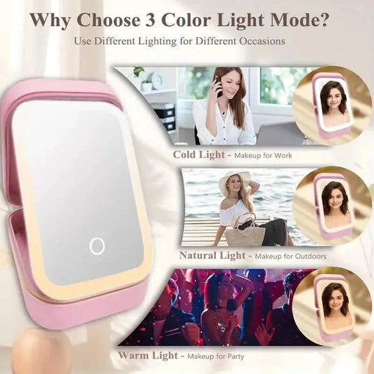 Travel Compact Touch Screen Tabletop Cosmetic Makeup Mirror with LED and 1200mAh DailySale