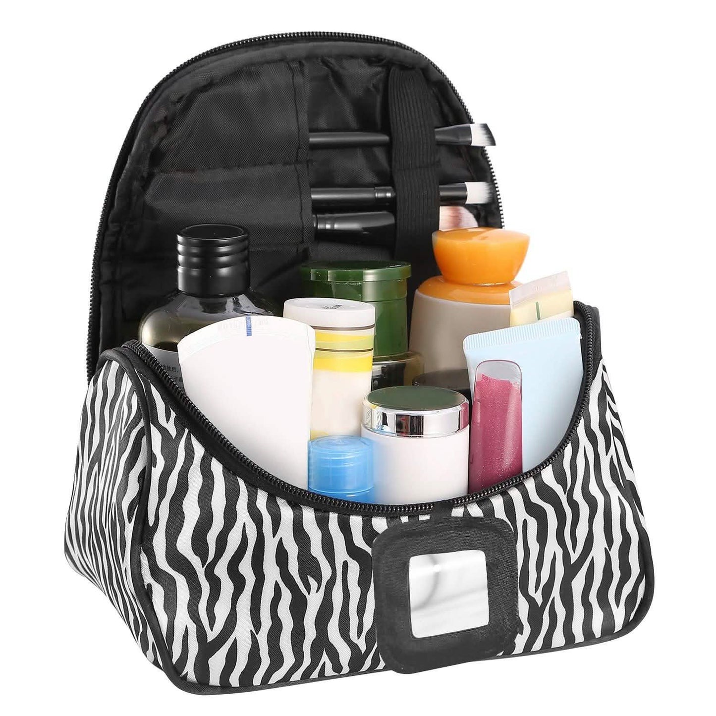 Travel Makeup Bag Portable Cosmetic Organizer with Cosmetic Mirror DailySale
