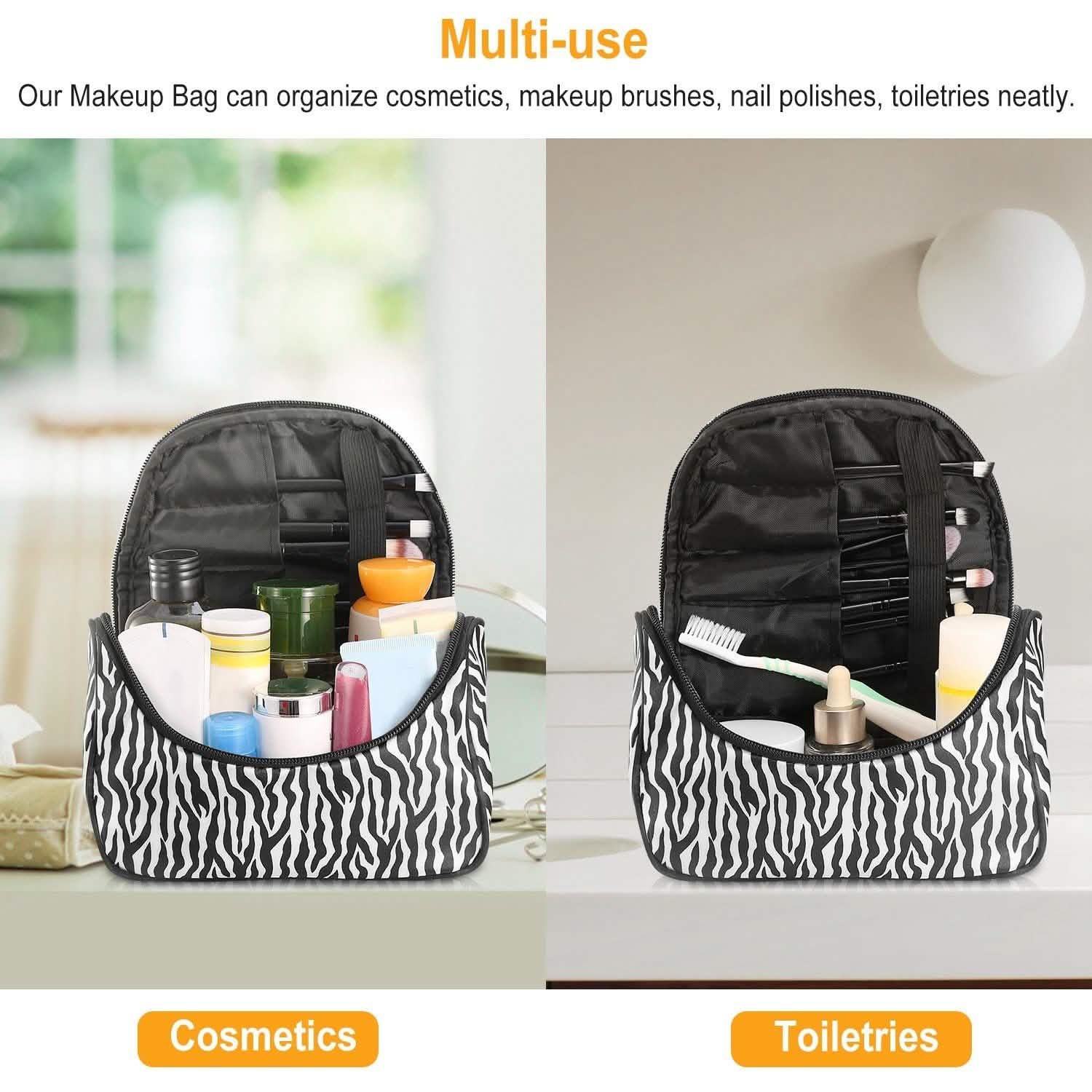 Travel Makeup Bag Portable Cosmetic Organizer with Cosmetic Mirror DailySale