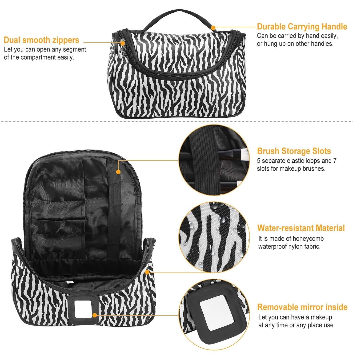 Travel Makeup Bag Portable Cosmetic Organizer with Cosmetic Mirror DailySale