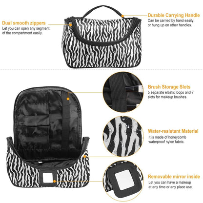 Travel Makeup Bag Portable Cosmetic Organizer with Cosmetic Mirror DailySale