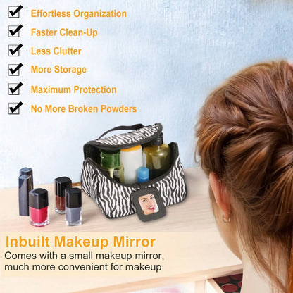 Travel Makeup Bag Portable Cosmetic Organizer with Cosmetic Mirror DailySale