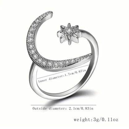 Trendy Cuff Ring Moon and Sun Design DailySale