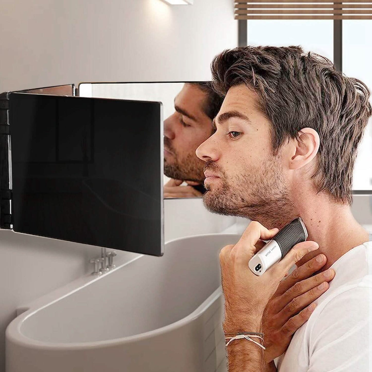 Tri-Fold Mirror with Telescopic Hanger DailySale
