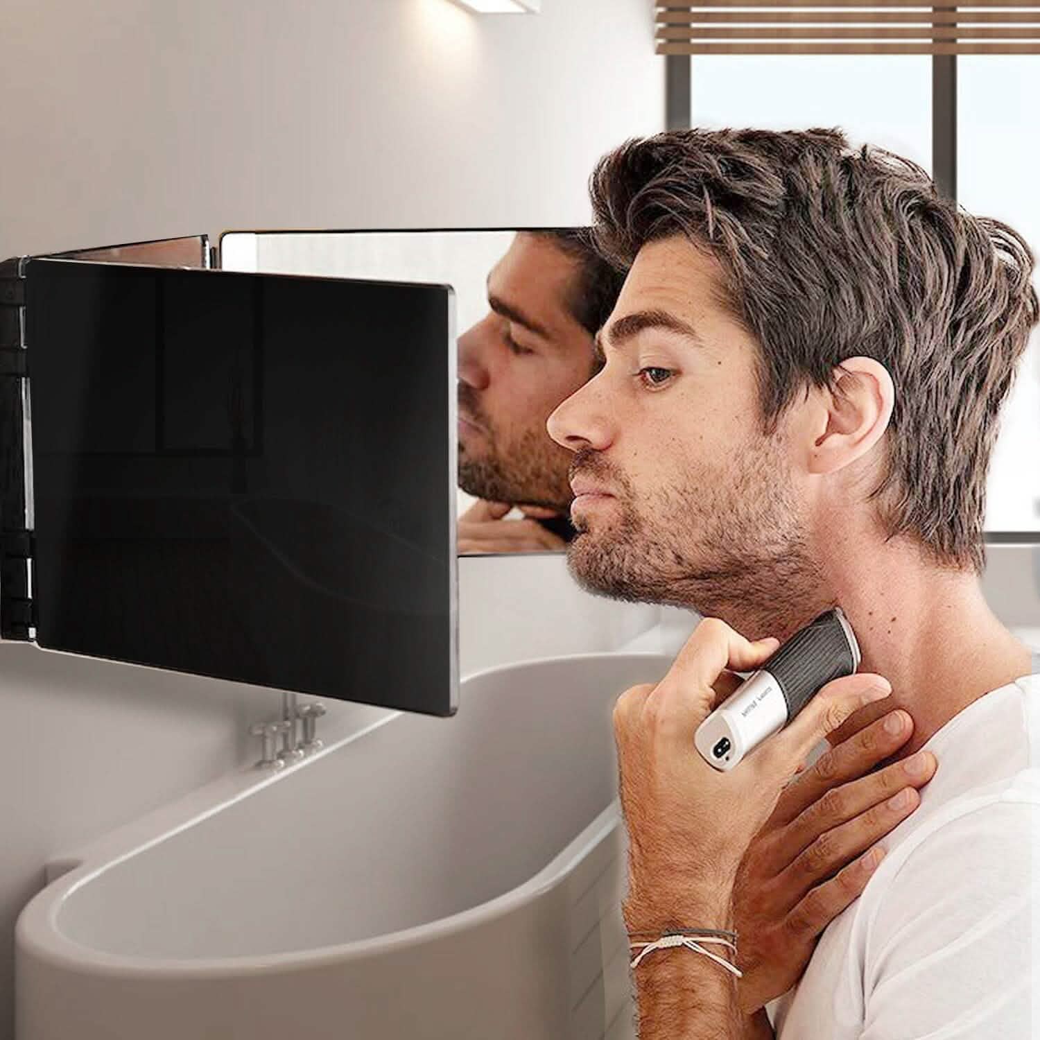 Tri-Fold Mirror with Telescopic Hanger DailySale
