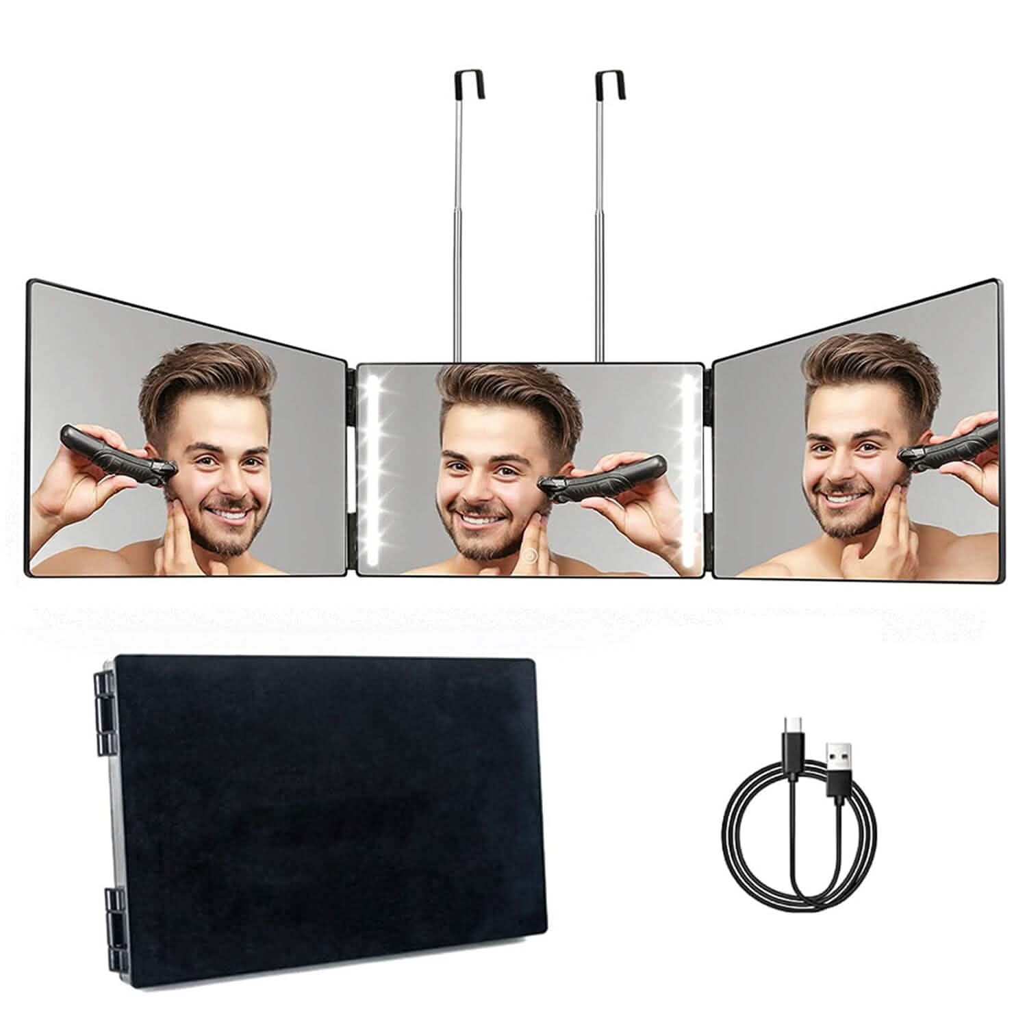 Tri-Fold Mirror with Telescopic Hanger DailySale
