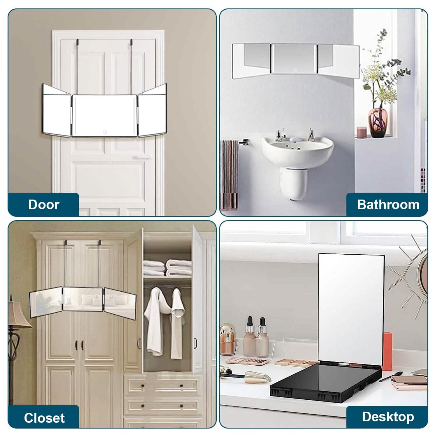 Tri-Fold Mirror with Telescopic Hanger DailySale