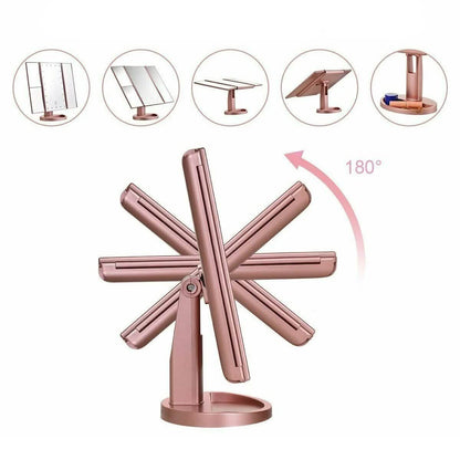 Tri-fold Vanity Makeup LED USB Touch Screen 10X Magnifing Mirror DailySale
